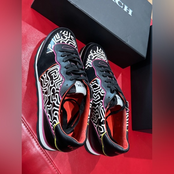 Coach x Keith Haring Leather Sneaker Women’s size 10 -unworn - box included - Picture 2 of 11